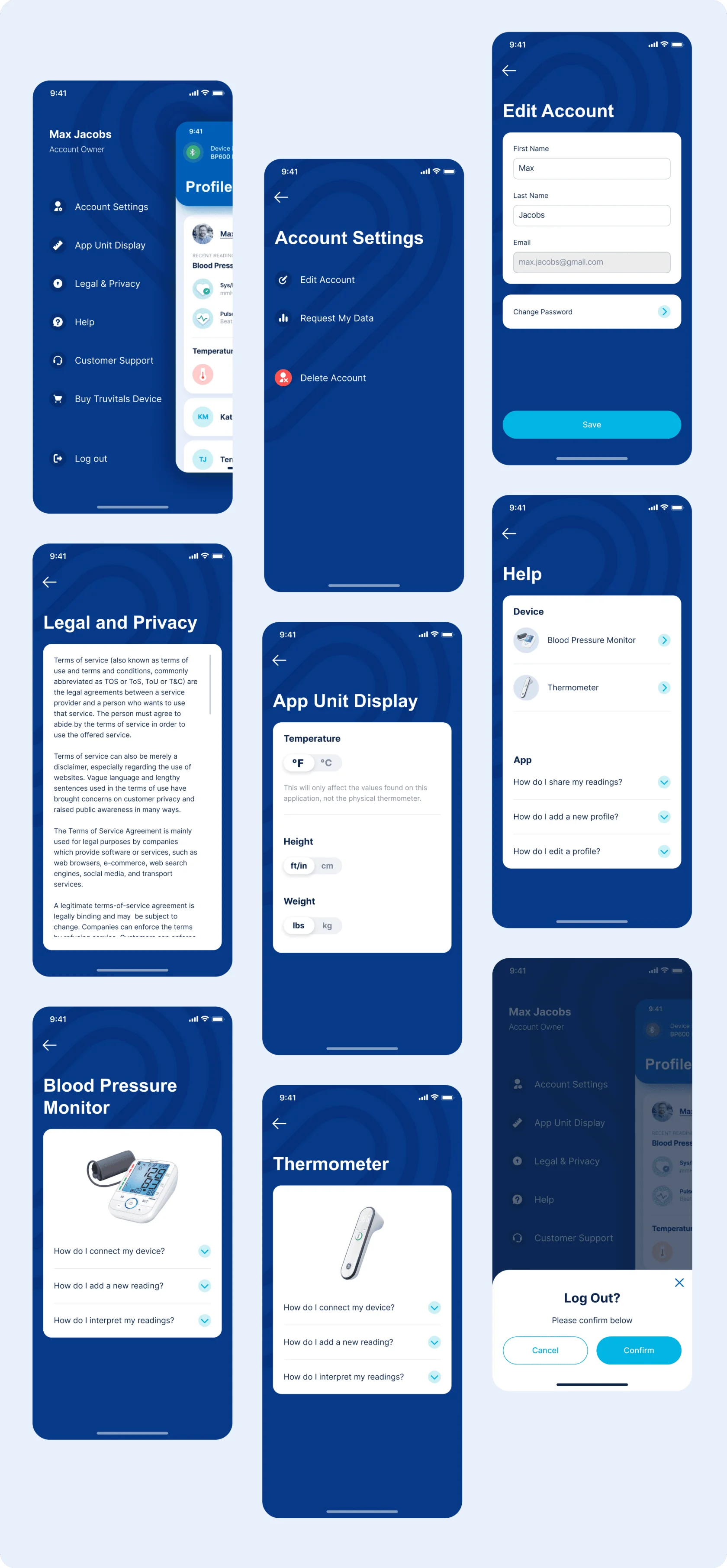 Settings screens