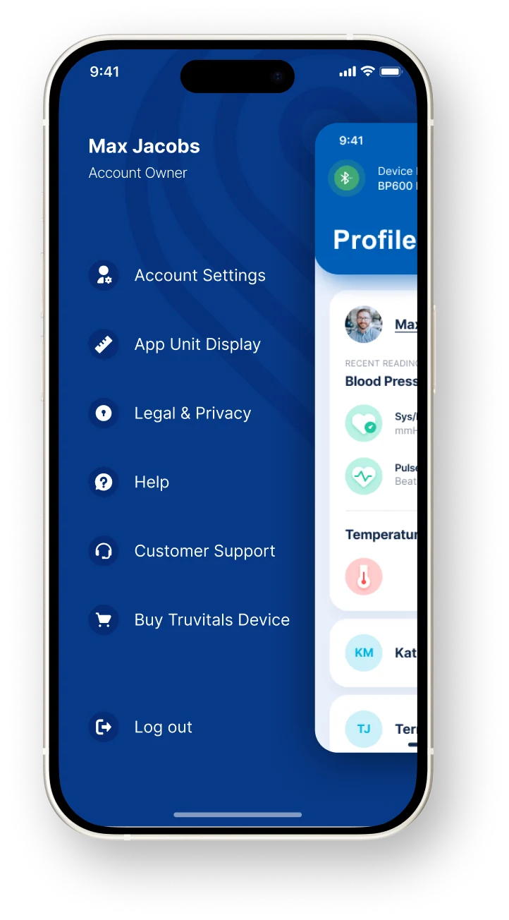 App menu screen on a phone