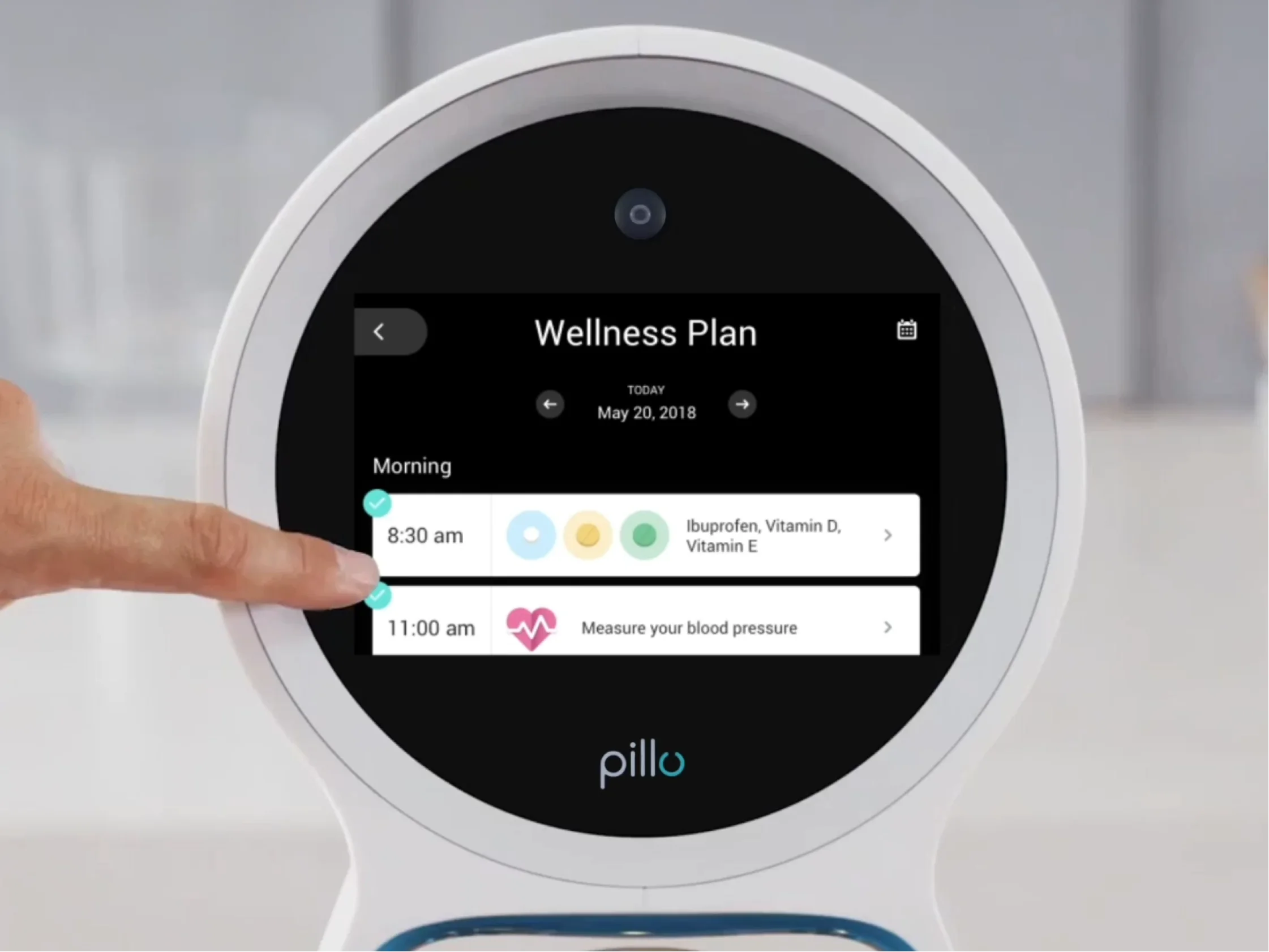 Wellness plan on the robot screen