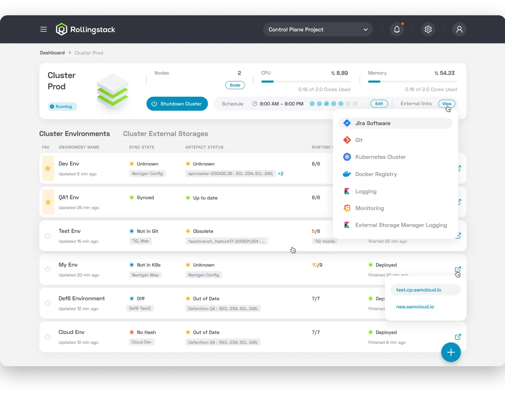 Cluster page