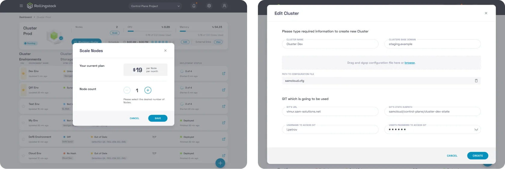 Cluster page details