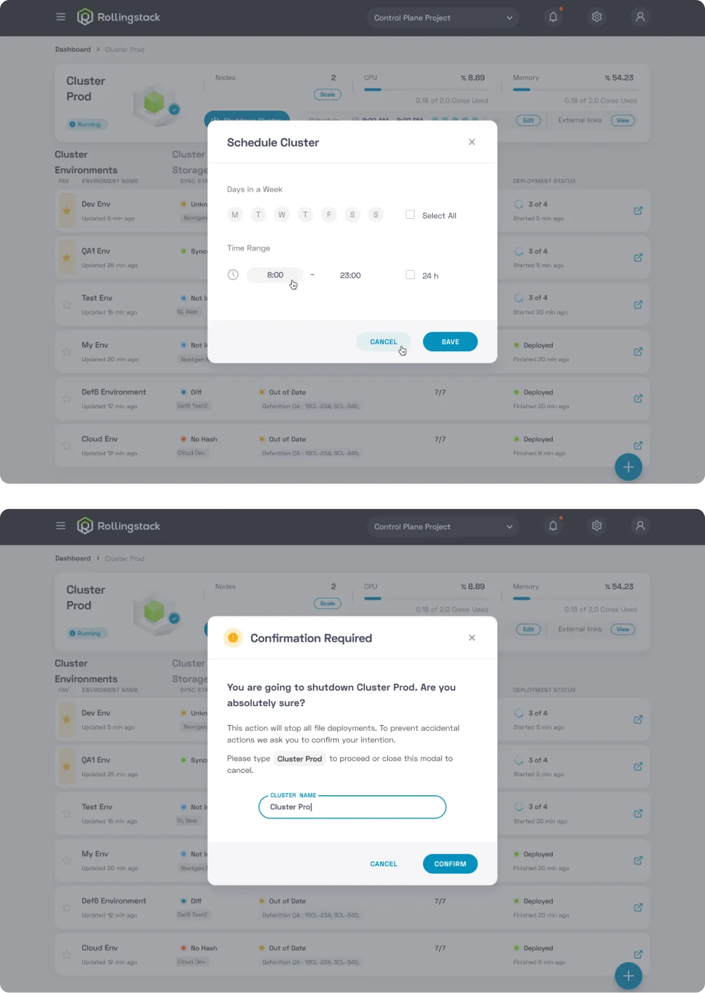 Cluster page details