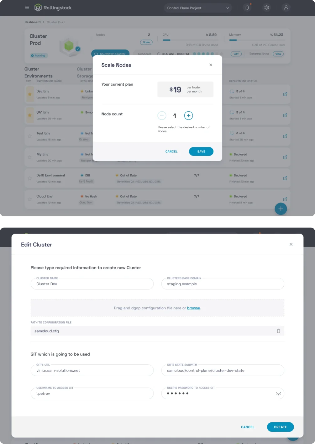 Cluster page details